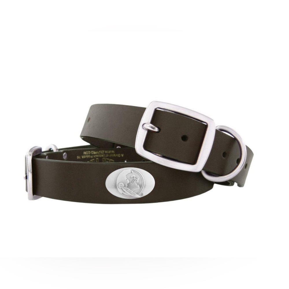 Zep-Pro FSU Brown Leather Concho Dog Collar from Alumni Hall Size Med